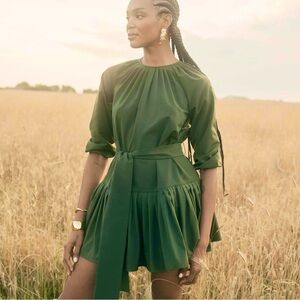 NWOT LDT Anthropologie Green Pleaded Skirt